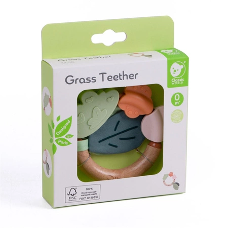 CLASSIC WORLD Drewniana Grzechotka Sensoryczna Gryzak 2w1