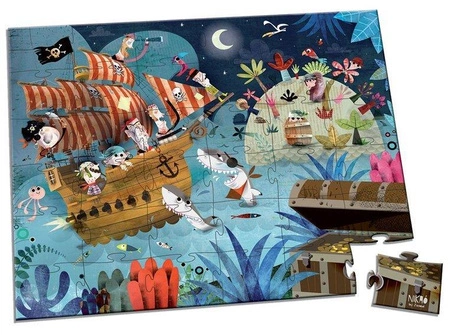 Puzzle w walizce Wyprawa po skarb 36 elementów 4+ Made in France, Janod