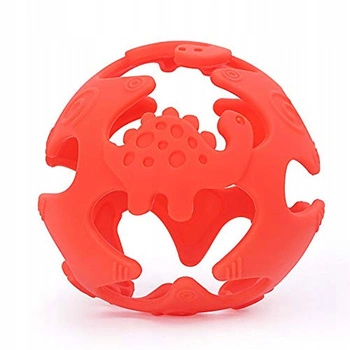 Bezpieczny gryzak silikonowy PIŁKA KULA czerwona - GiliGums
