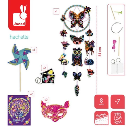 Multizestaw kreatywny 8 kreacji Wydrapywanki 7+, Janod