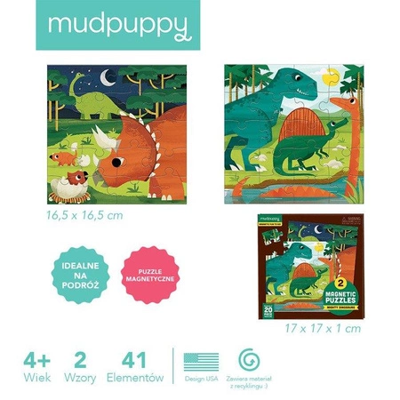 Mudpuppy Puzzle magnetyczne Dinozaury 4+