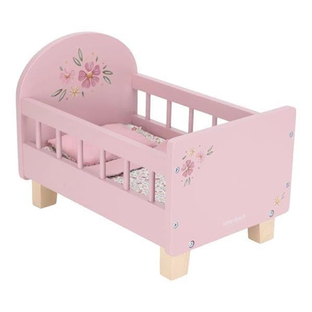Little Dutch Drewniane łóżeczko dla lalek z pościelą FSC LD7097