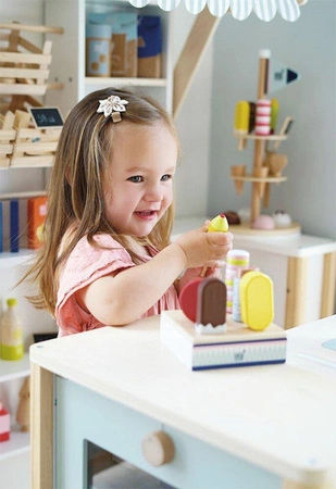 Mini lodziarnia dla dzieci lody na patyku Fresh Small Foot 12417 zabawy w sklep