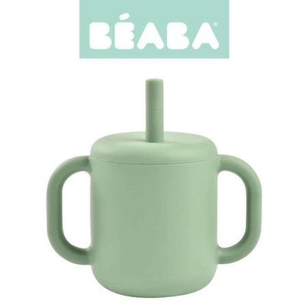 Beaba Silikonowy kubek ze słomką 170 ml Sage green