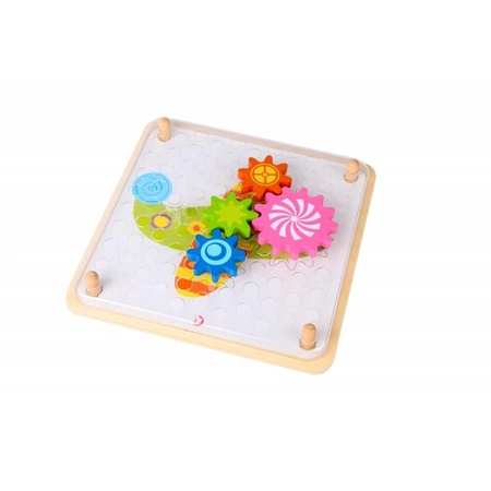 CLASSIC WORLD Układanka Gra Logiczna Ruchome Klocki Koła Zębate MONTESSORI 14 el.