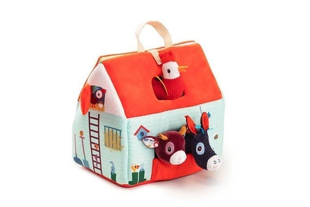 LILLIPUTIENS Rozkładany domek Farma z 6 zwierzątkami, rolnikiem i traktorem 18 m+