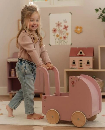 Little Dutch Drewniany wózek dla lalek z pościelą FSC LD7096