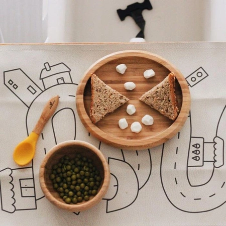 Avanchy Classic Bambusowy Talerz z Przyssawką i Łyżeczką Green