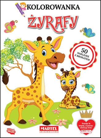 Żyrafy. Kolorowanka z naklejkami