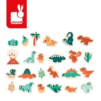 Magnesy drewniane Dinozaury 24 sztuki 2+, Janod
