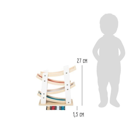 Drewniany tor dla samochodów zjeżdżalnia white 11873-Small foot, zabawy z autkami