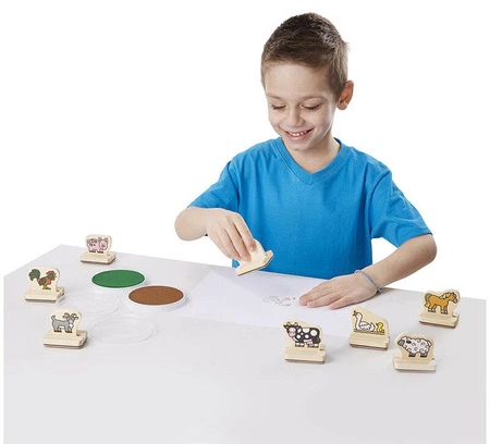 Stempelki Mój pierwszy drewniany zestaw pieczątek Zwierzęta na farmie Melissa and Doug 12390-MD