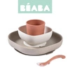 Beaba Komplet naczyń z silikonu z przyssawką Terracotta