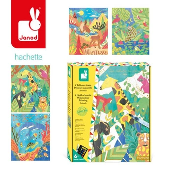 Zestaw kreatywny Złote kontury Zwierzęta 6+, Janod