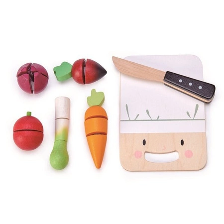 Drewniana deska z warzywami do krojenia, Mini Chef, Tender Leaf Toys