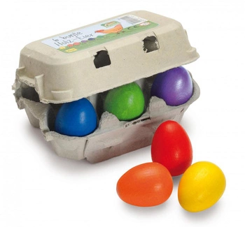 Drewniane kolorowe jajka wytłaczanka 6 sztuk Erzi 17012