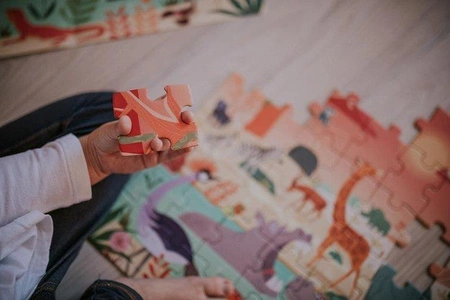 Puzzle w walizce Rezerwat zwierząt 54 elementy 5+ Made in France, Janod