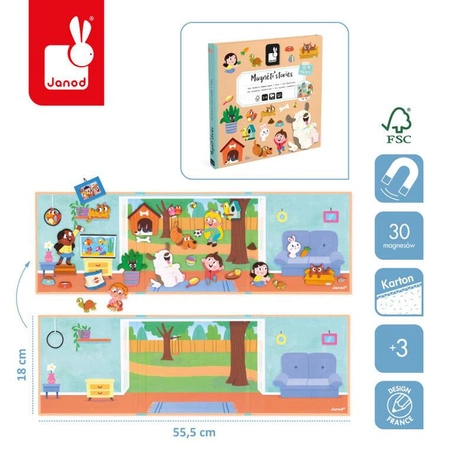 Magnetyczna układanka Zwierzęta domowe Magneti'stories 3+, Janod