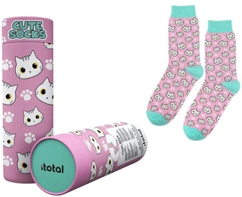 Skarpetki bawełniane z kotkiem różowe