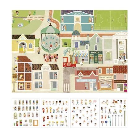 Plakat z naklejkami Apli Kids - Miasto