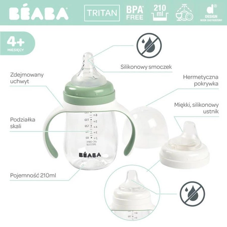 Beaba Butelka treningowa 2w1 tritanowa 210 ml Sage green