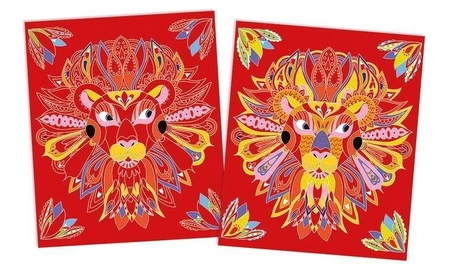 Zestaw kreatywny Do zdrapywania Zwierzęce mandale 7+, Janod