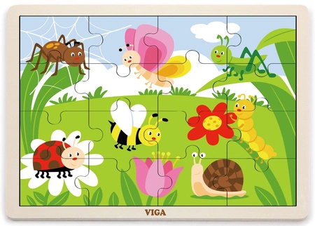 VIGA Drewniane Puzzle Życie na Łące Park 16 elementów