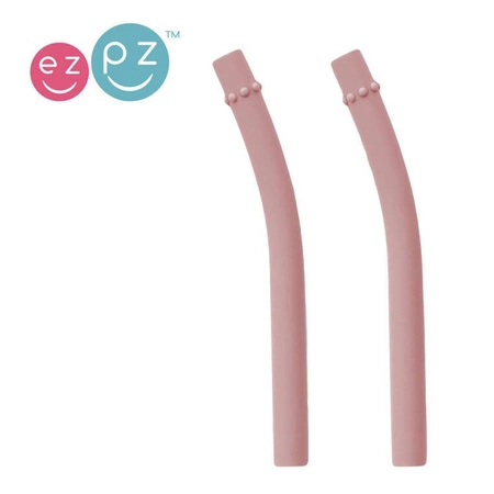EZPZ Silikonowy kubeczek ze słomką Mini Cup + Straw Training System 120 ml Mauve + 2 słomki GRATIS pastelowy róż