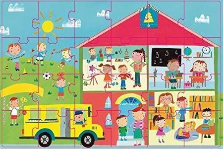 Puzzle w kartonowym domku Apli Kids - W szkole 3+