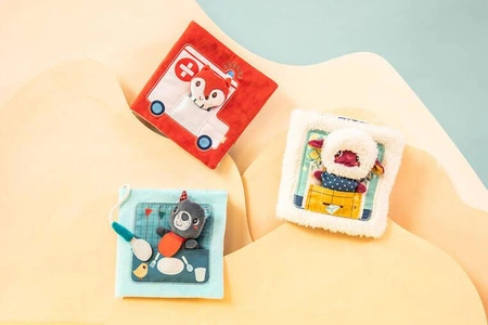 LILLIPUTIENS Książeczka aktywizująca z mini-przytulanką Dobranoc Owieczka Yvon 12 m+