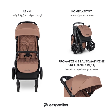 Easywalker Jackey XL Przestronny, samoskładający się wózek spacerowy z kołami XL Pecan Brown