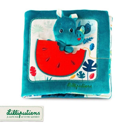 LILLIPUTIENS Książeczka z mini-przytulanką wielofunkcyjna "Tato, gdzie jesteś?" Nosorożec Marius 12 m+