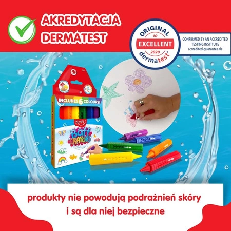 Kredki do kąpieli – malowanie wanny 6 kolorów, Zimpli Kids