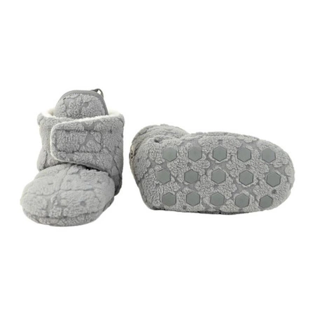 Lodger Polarowe buciki kapcie z antypoślizgową podeszwą szare Fleece Drizzle 6-12 m
