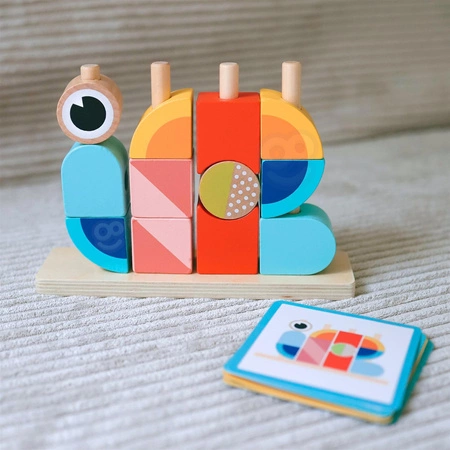 TOOKY TOY Krab Układanka Drewniana Stosy Klocki Bloki Pastelowy