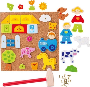 Przybijanka, kreatywna zabawa, Wesoła farma, 58555-goki, zestawy kreatywne dla dziewczynek i chłopców