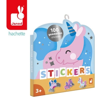 Janod Naklejki wielorazowe 100 szt. Jednorożce 3+