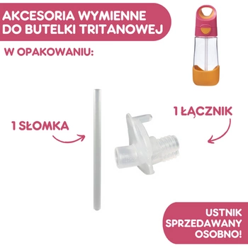Zestaw słomki z łącznikiem do butelki tritanowej 450 ml, b.box