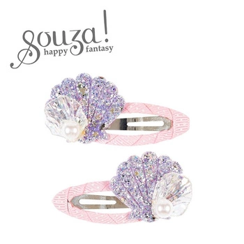 Souza! Spinki do włosów owinięte wstążką z brokatową muszlą i perłą fioletowe Rhode 2 szt.
