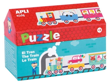 Puzzle w kartonowym domku Apli Kids - Pociąg 3+