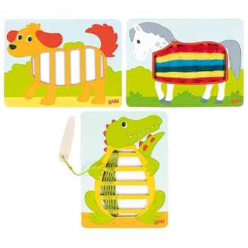 Zwierzęta do przeplatania Przyjacielski zwierzak 58679-Goki, zabawki drewniane dla dzieci