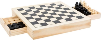 Zestaw trzech gier szachy warcaby młynek 11208-Small Foot, gry drewniane