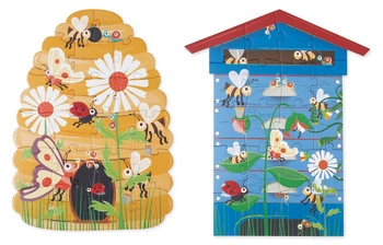 Scratch, Dwustronne Puzzle XL (2 x 20 elem) Pszczoły i Ul