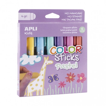 Farby w kredce  - 6 pastelowych kolorów - Apli Kids